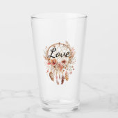 Rosa Liebe Boho Blumen Feathers Dream Catcher Glas (Vorderseite)
