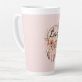 Rosa Liebe Boho Blumen Feathers Dream Catcher Milchtasse (Linke Ecke)
