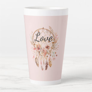 Rosa Liebe Boho Blumen Feathers Dream Catcher Milchtasse