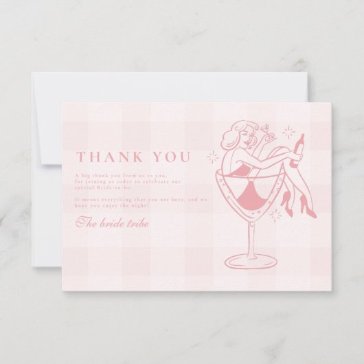 Rosa Liebe Braut Espresso Brautparty Dankeskarte (Vorderseite)