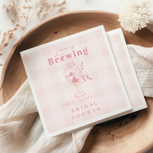 Rosa Liebe Braut Espresso Brautparty Serviette