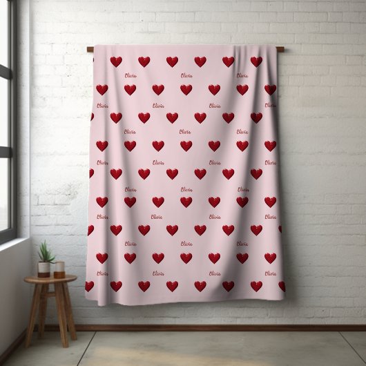 Rosa Liebe "Coquette Ästhetik" Herz Fleecedecke