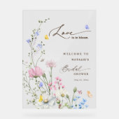 Rosa Liebe der Blüte Brautparty Mattiert Acrylschild (Vorderseite)