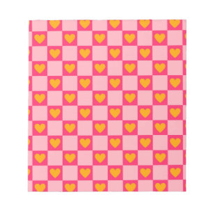 Rosa Liebe des roten Gelbherzes Y2K Muster überprü Notizblock