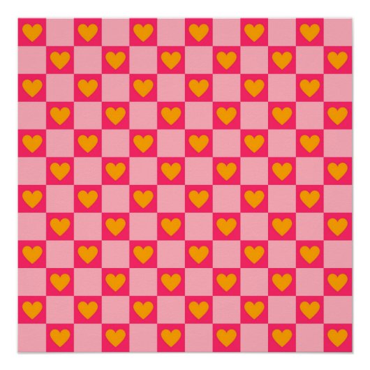 Rosa Liebe des roten Gelbherzes Y2K Muster überprü Poster (Vorderseite)