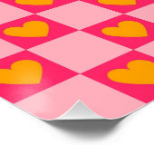 Rosa Liebe des roten Gelbherzes Y2K Muster überprü Poster (Ecke)