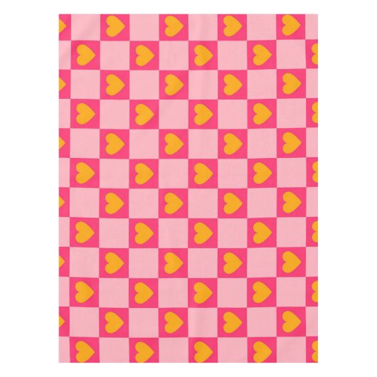 Rosa Liebe des roten Gelbherzes Y2K Muster überprü Tischdecke (Vorderseite)