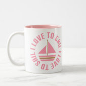 Rosa Liebe des Segelboot-I, Geschenk zu segeln Zweifarbige Tasse (Links)
