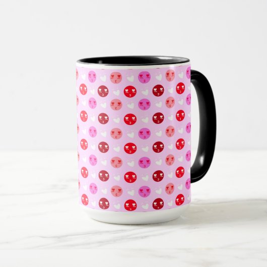 Rosa Liebe Emoji Kaffeetasse (VorderseiteRechts)