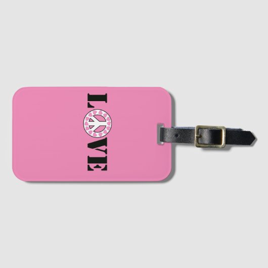 Rosa Liebe Friedensherzen Gepäckanhänger (Vorderseite (Horizontal))