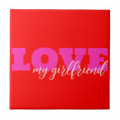 Rosa LIEBE ( fügen Sie Ihren Text hinzu) Neon Red Fliese (Vorderseite)