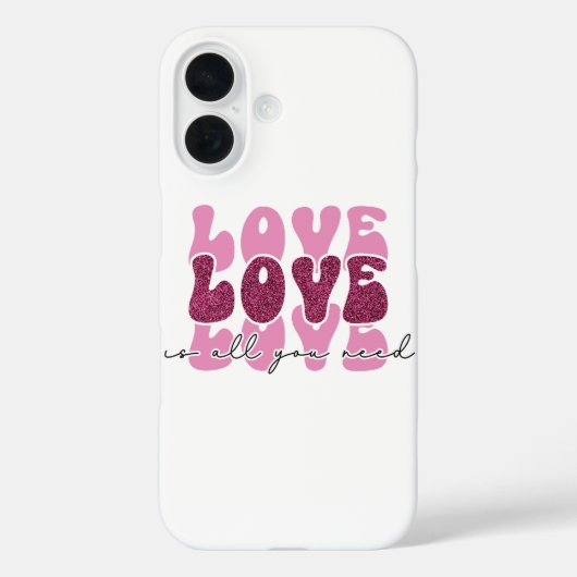Rosa "Liebe" gestapelte Bubble-Schrift Case-Mate iPhone Hülle (Rückseite)