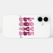 Rosa "Liebe" gestapelte Bubble-Schrift Case-Mate iPhone Hülle (Rückseite (Horizontal))