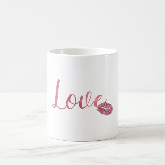 Rosa Liebe Glitzer Lippen Kaffeetasse (Mittel)