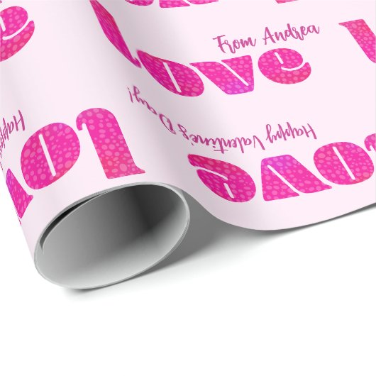 Rosa Liebe Glücklicher Valentinstag Geschenkpapier (Rolleneckpunkt)