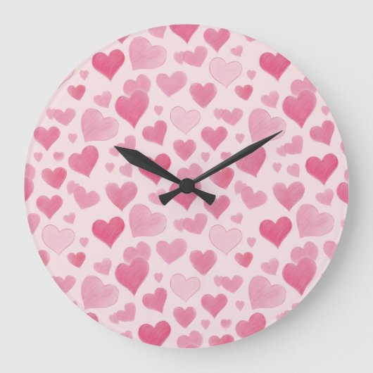 Rosa Liebe Große Wanduhr (Vorderseite)