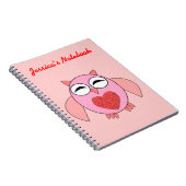 Rosa Liebe Heart Owl Anpassbare Notebook Notizblock (Rechte Seite)