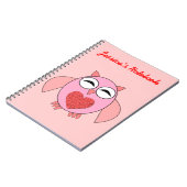 Rosa Liebe Heart Owl Anpassbare Notebook Notizblock (Linke Seite)