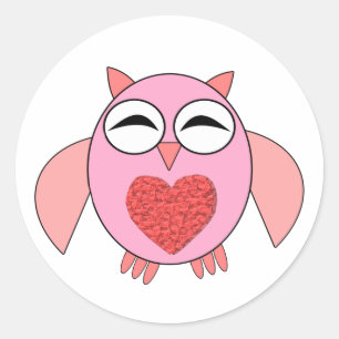 Rosa Liebe Heart Owl Stickers