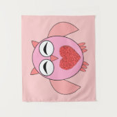 Rosa Liebe Heart Owl Tapestes Wandteppich (Vorderseite)