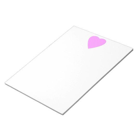 Rosa Liebe Herz auf Weiß. Notizblock (angewinkelt)