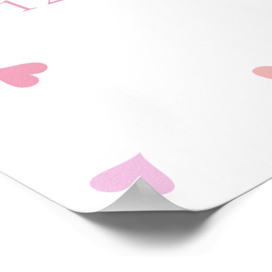 Rosa Liebe Herz Baby Girl Dusche Begrüßungszeichen Poster (Ecke)