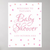 Rosa Liebe Herz Baby Girl Dusche Begrüßungszeichen Poster (Vorne)