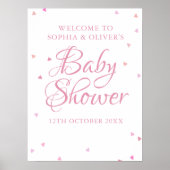 Rosa Liebe Herz Baby Girl Dusche Begrüßungszeichen Poster (Vorne)