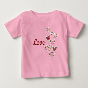 Rosa Liebe Herz Baby T-shirt