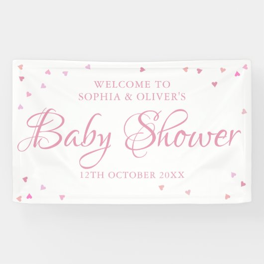 Rosa Liebe Herz Babydusche / Sprinkle Begrüßung Banner (Horizontal)