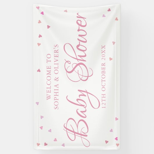 Rosa Liebe Herz Babydusche / Sprinkle Begrüßung Banner (Vertikal)