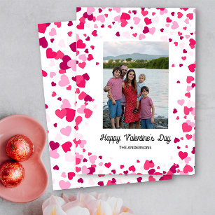 Rosa Liebe Herz Familie Foto Valentinstag Feiertagskarte