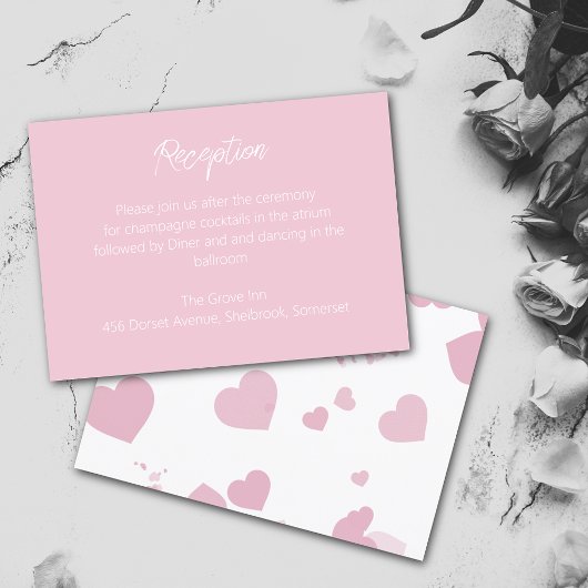 Rosa Liebe Herz Hochzeitkarte Dankeskarte