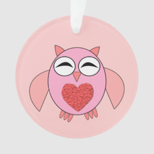 Rosa Liebe Herz Owl Akrylorische Ornamente