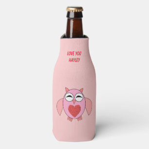 Rosa Liebe Herz Owl Custom Flasche Cooler Flaschenkühler