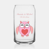 Rosa Liebe Herz Owl Custom Wedding Dosenglas (Rückseite)
