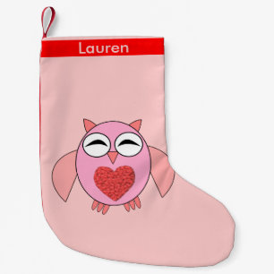 Rosa Liebe Herz Owl Custom Weihnachten Strumpf Kleiner Weihnachtsstrumpf