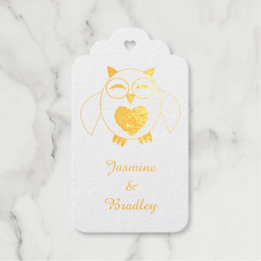 Rosa Liebe Herz Owl Gewohnte Hochzeit Gefallen Geschenkanhänger (Vorderseite)