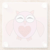 Rosa Liebe Herz Owl Glass Untersetzer (Rückseite)