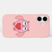 Rosa Liebe Herz Owl iPhone Case (Rückseite (Horizontal))