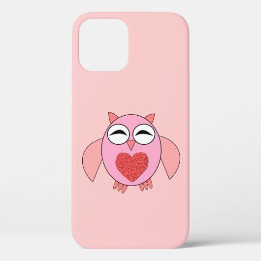 Rosa Liebe Herz Owl iPhone Case (Rückseite)