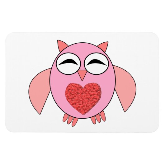 Rosa Liebe Herz Owl Magnet (Horizontal)