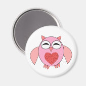 Rosa Liebe Herz Owl Magnet (Vorderseite/Rückseite)