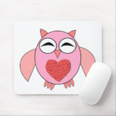 Rosa Liebe Herz Owl Mousepad (Mit Mouse)