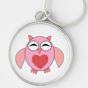 Rosa Liebe Herz Owl Schlüsselanhänger