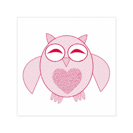 Rosa Liebe Herz Owl Self Ink Briefmarke Permastempel (Design)