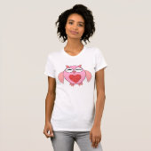 Rosa Liebe Herz Owl T Shirt (Vorne ganz)