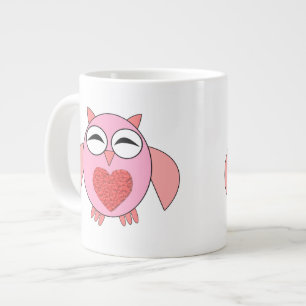 Rosa Liebe Herz Owl Tasse