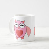 Rosa Liebe Herz Owl Tasse (Vorderseite Links)