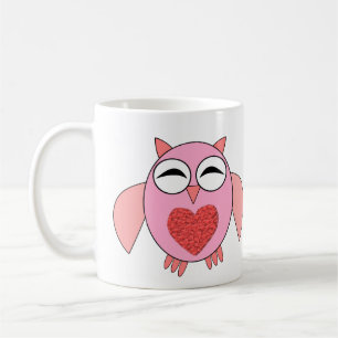 Rosa Liebe Herz Owl Tasse